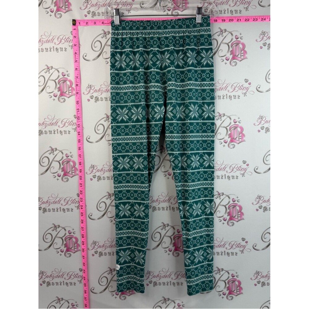 Sweetlegs tights Stretch Leggings cozy fit -Green Printed with a Fair Isle Print